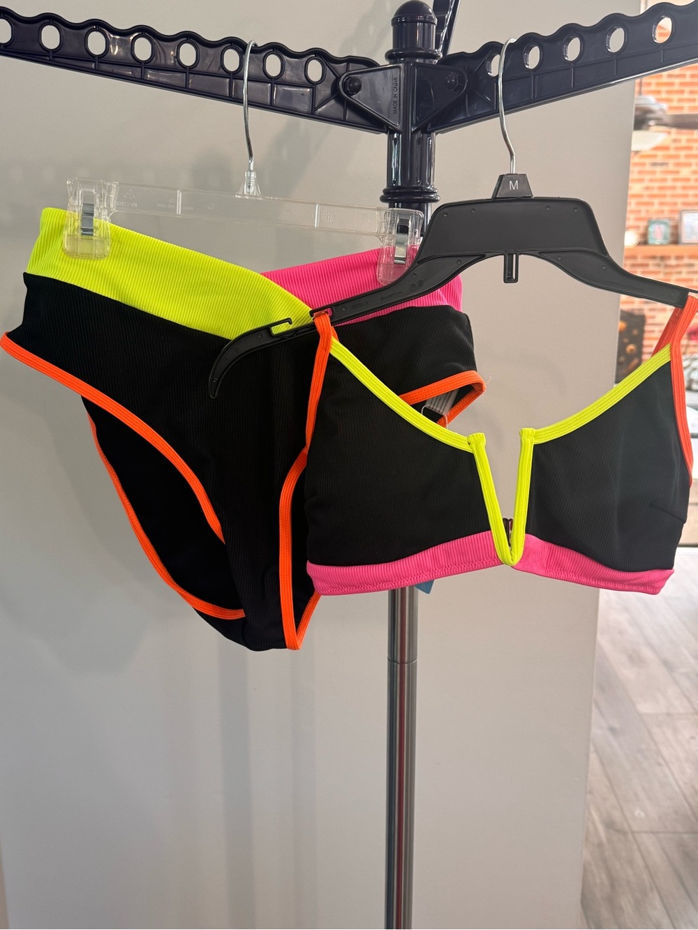 Popvil Black Neon-Trim V-Wire Bikini Set - Women Swim Bikinis